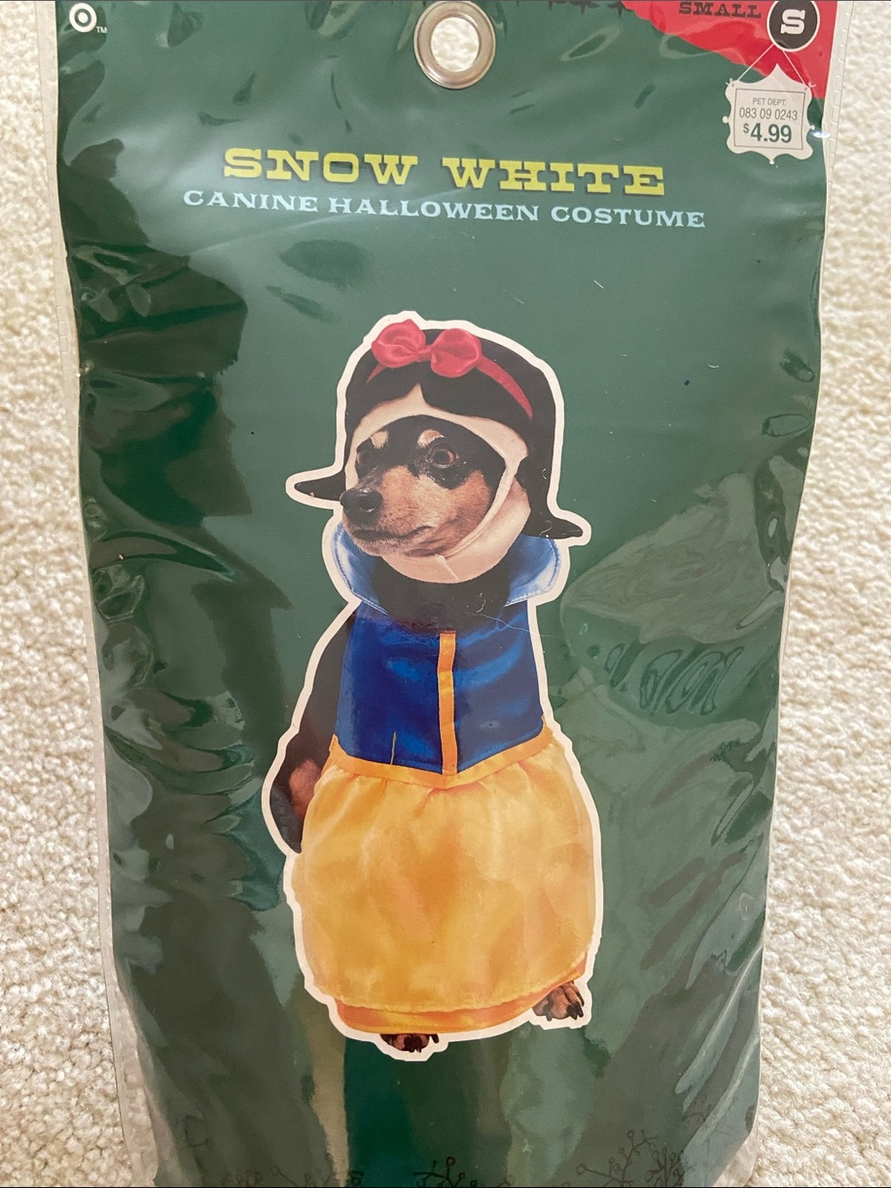 Snow White Canine Halloween Costume - Blue & Yellow size S